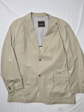 Bugatti Beige Fine Stripe Cotton Blend Sport Coat Blazer Size 46L EU 114